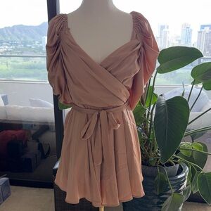 Elegant Mauve Satin Wrap Romper M
